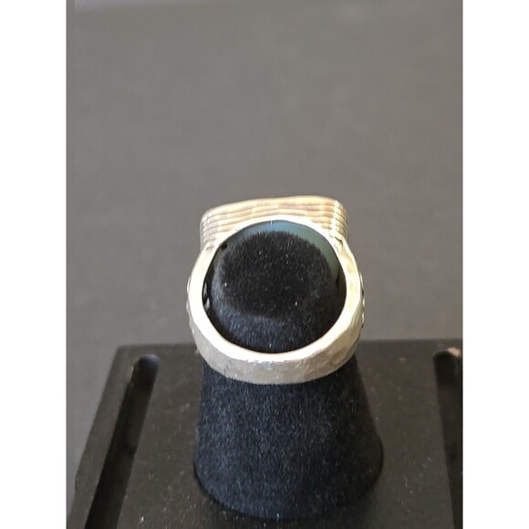 Silpada Aqua Quartz Sterling Silver Hammered Floral Amazonite Ring size 6 - Picture 4 of 11